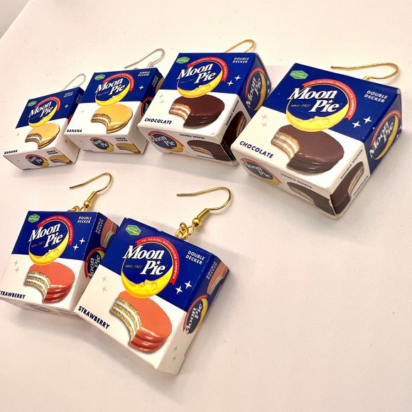 Moon Pie Earrings - Snack Cake Boxes - Mini Brands Earrings - Food Earrings - Picture 2 of 10